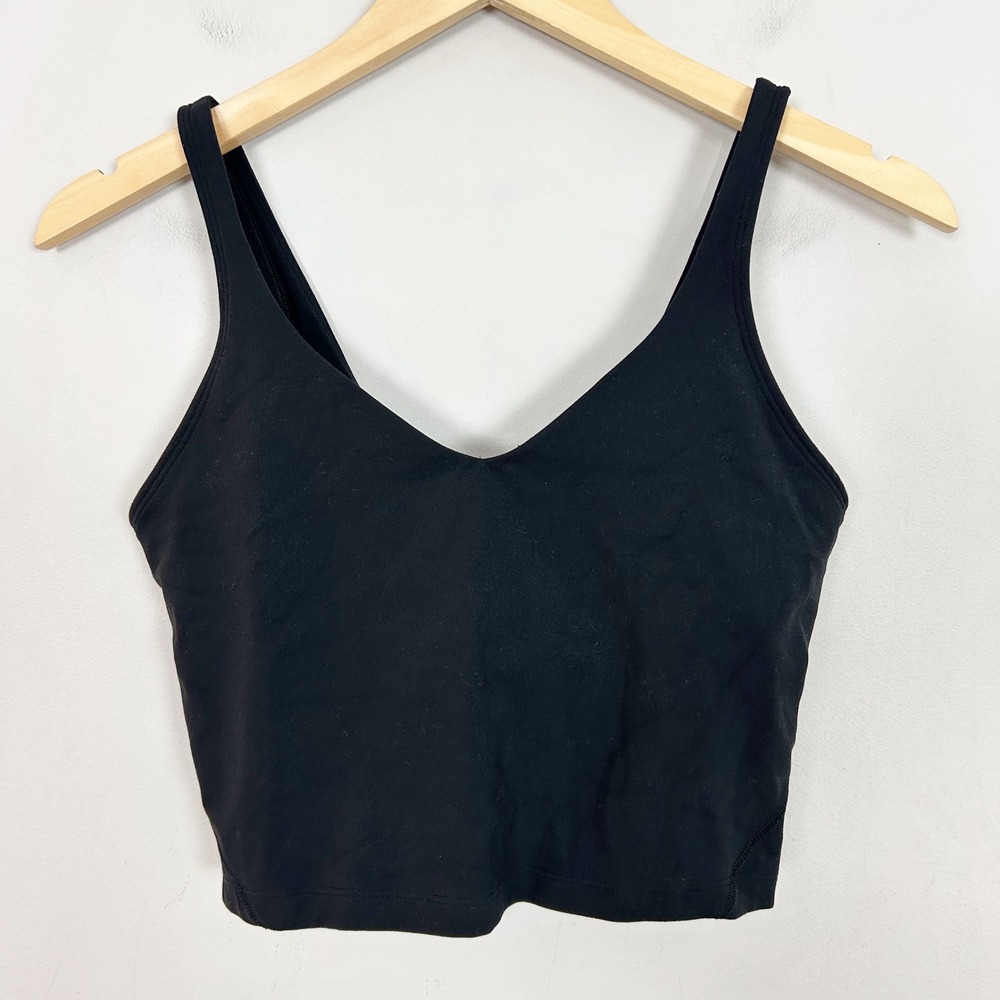Lululemon Align Tank Top Black Cropped V-Neck Size 8 Women's